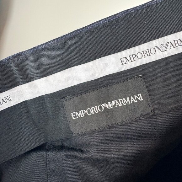 NEW Emporio ARMANI Modern Navy Check Dress Pants 38 w - Picture 4 of 4